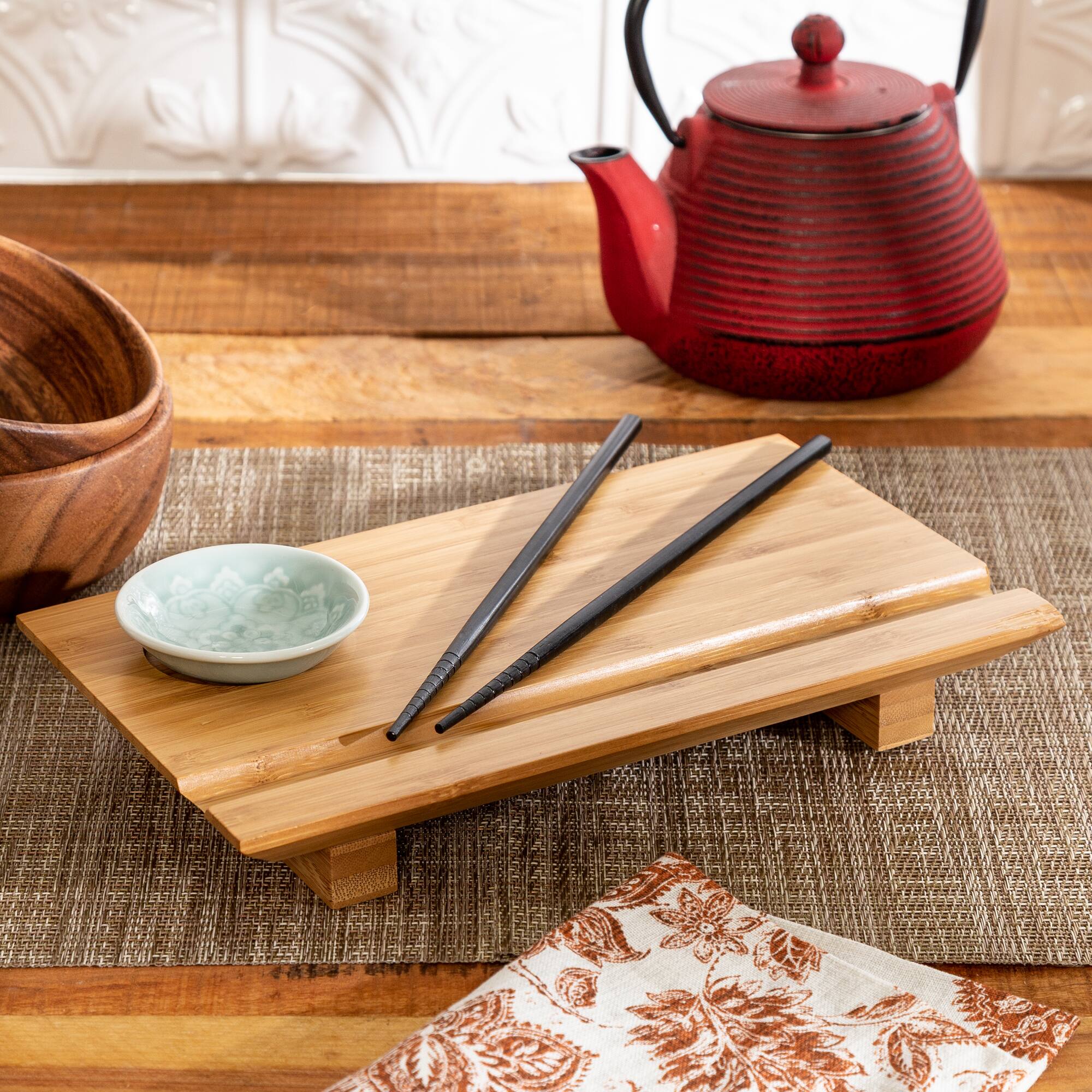 Honey Can Do Joyce Chen Burnished Bamboo Sushi Board Set